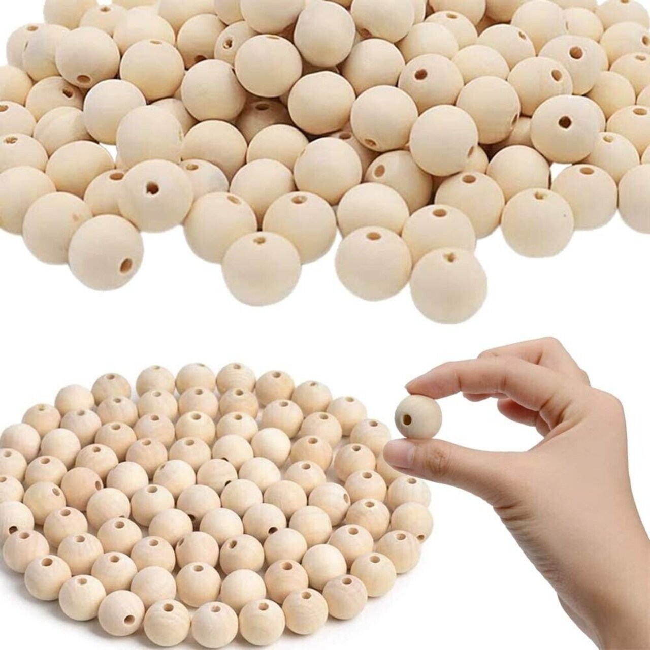 Wooden Beads Bulk Natural Round Spacer Wood Crafts & Jewelry Beads.